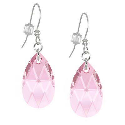 One Pair Austrian Crystal 22mm Teardrop Sterling Silver Earrings, Color Choice