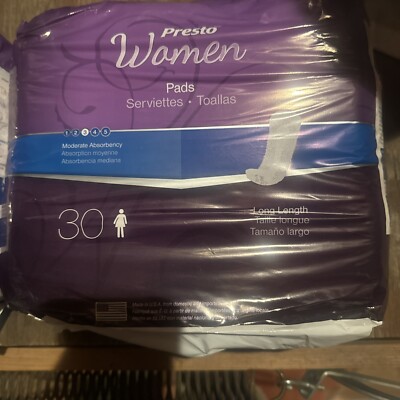 Lot  2 Presto Pads  Women Moderate Absorbency Reg  pack  60 total