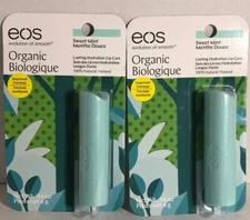 EOS Organic Lasting Hydration Lip Care - 100% Natural - Sweet Mint  New 2 Tubes