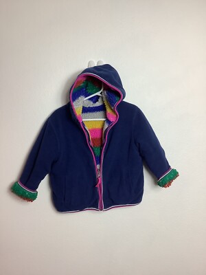 Mini Bowden  Full zip Hoodie Reversible Sweatshirt  Size 3-4  Y Blue / Rainbow