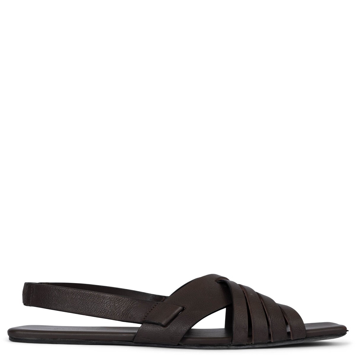 70085 auth THE ROW dark brown leather 2022 MEERA Flat