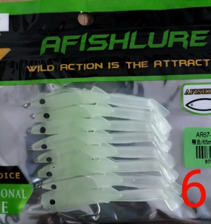 8/Pz Anguilline esche artificiali gomma, pesca traina spinning mare Raglou 65 mm - Immagine 3 di 4