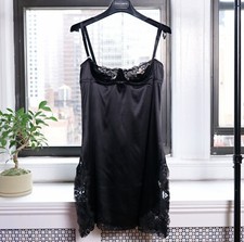 Dolce & Gabbana Black Vintage Silk Lace Motif Short Dress IT40