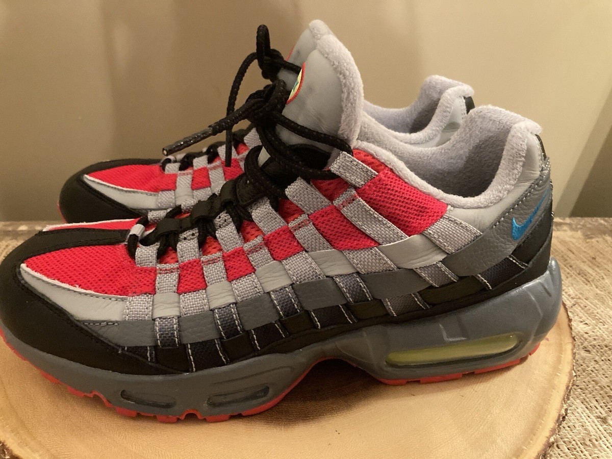 Nike By You Women's Air Max 95 Woven Gray & Crimson Blue
