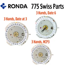 Harley Ronda 775 Quartz Watch Movement, 3 Hands, Date at 3 or 6 (Swiss Parts)