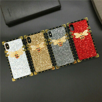 Luxury Glitter Bee Phone Case For iPhone 11 12 13 14 15 Pro Max XR XS X 6 7 8 SE