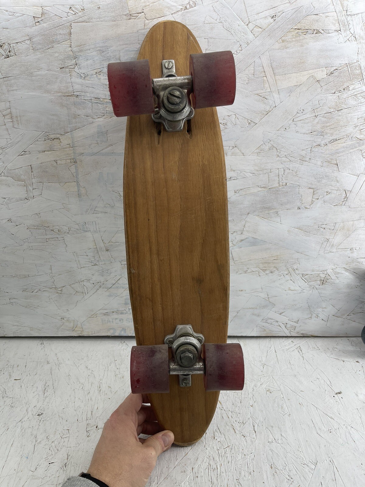 Vintage 1960 22" Roller Derby Wood Skateboard 77k Red Urethane Wheels