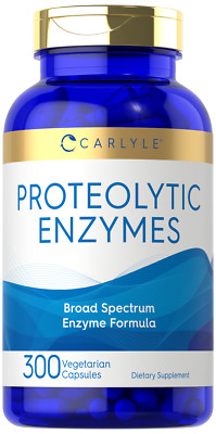 Proteolytic Enzymes 300 Capsules | Broad Spectrum | Vegetarian | by Carlyle
