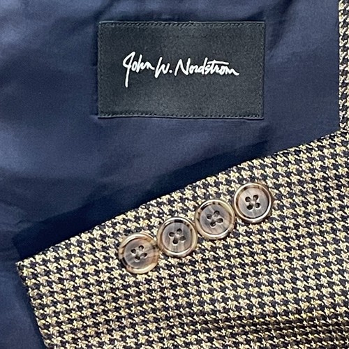 John W. Nordstrom Lanificio Silk Wool Brown Geometric Blazer Sport Jacket 46L - Picture 10 of 11