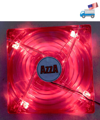 NEW AZZA 140mm RED LED Gaming PC Case Cooling Fan + Silver Grill/Guard, 4-Screws