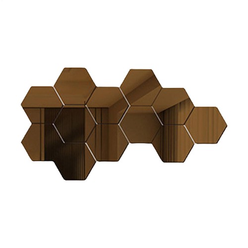 12pcs Hexagon Mirror Tiles Wall Stickers Self Adhesive Stick On Art Decal - Picture 14 of 17