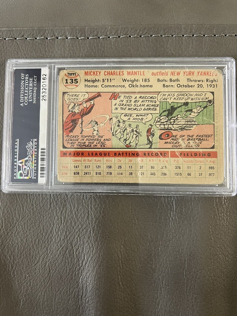 1956 Topps Mickey Mantle #135 White Back PSA 1. Under graded! | eBay