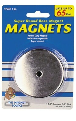 Magnet Source 07222 Round Base Magnet, Ceramic, 1 in ID x 2.618 in OD, 3/8 in H