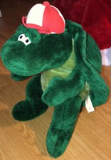 Vintage RUSS Snappy Turtle 12" Plush Stuffed Animal Red Cap Tortoise Green Vtg
