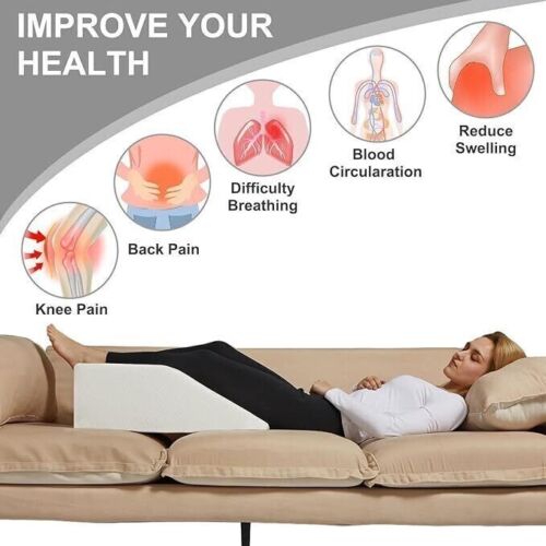 Memory Foam Bamboo Leg Elevation Pillow Rest Bed Wedge Cushion Sleeping Comfort - Picture 7 of 15