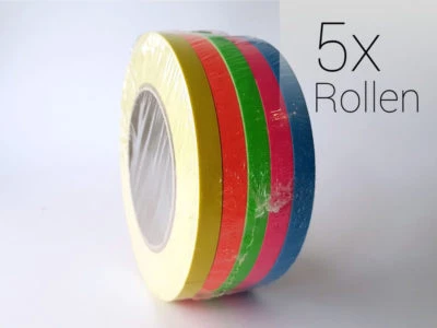 KLEBELAND Gewebebänder Gaffa Tape Neonfarben Set 5x Rollen 10mm x 25m