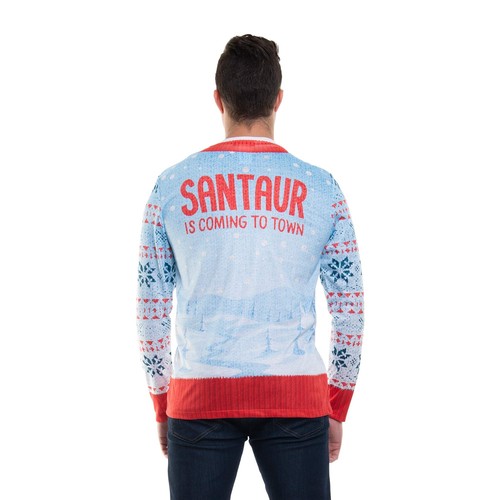 Faux Real Herren 3D Photo-Realistic Ugly Christmas T-Shirt, Santaur, Medium - Bild 2 von 2