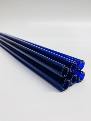 12  Long 6 Pieces Pyrex Glass Blowing Tubing Blue Color 12mm OD X 8mm ID X 2mm