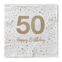 "Serviette \"Happy Birthday - 50\" Aus Tissue 33 X 33 Cm, 20 StüCk"