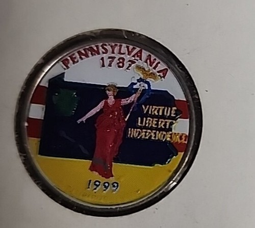 Color Filled Statehood Quarters From 1999, 2000, And 2001 Sealed Uncirculated - Picture 10 of 16