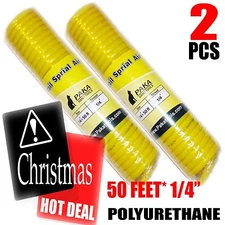 1/4 Inch X 50 Ft PU Air Hose Polyurethane Recoil Air Hose 1/4” MNPT Swivel Brass