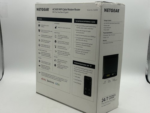 NETGEAR AC1600 Wifi Cable Modem Router C6250 - Black (C6250-100NAS) - Picture 4 of 6