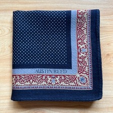 VINTAGE HANDKERCHIEF ART BLACK POLKA DOT COTTON MEN'S POCKET SQUARE 17" A0945