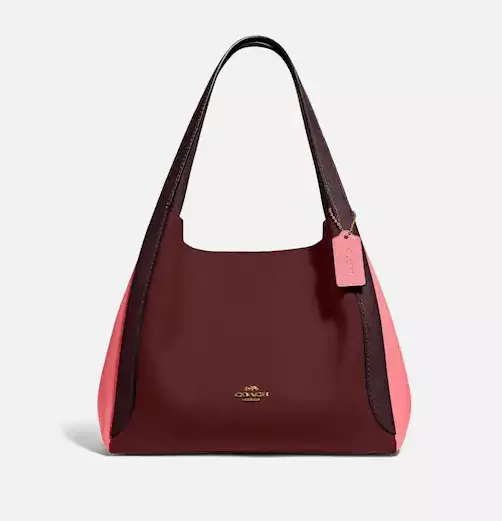 Coach Hadley Taffy Cherry Multi Colorblock Polished Pebble Leather Hobo  (76088)