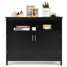 Costway Kitchen Buffet Server Sideboard Storage Cabinet w/Shelf & 2 Doors Black