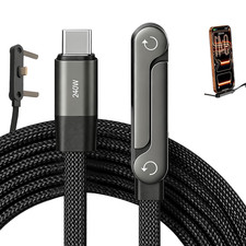 240W Fast Charging 1.5M Braided Cord Phone Stand Flat Bendable Type C Charger Ca