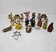 Conjunto de Belén de Colección Pesebre Escena Estatuillas Lote 15 Plástico Duro Hecho en Italia