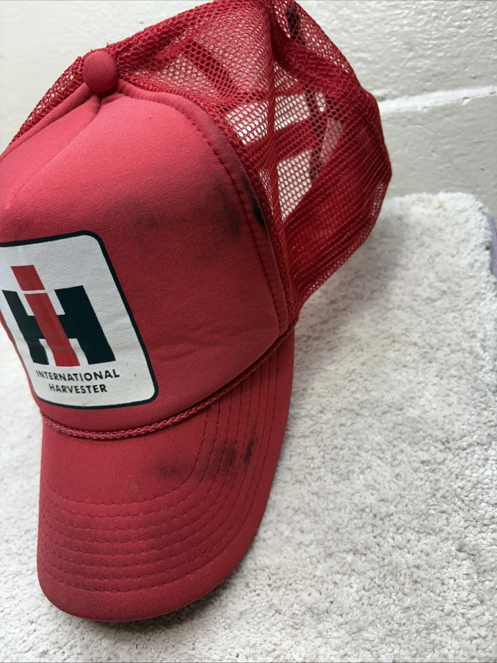 Estojo vintage tratores chapéu caminhoneiro colheitadeira internacional duplo Snapback desgastado - Imagem 2 de 4