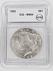 1922 Peace Silver Dollar $1 ICG MS64 Brilliant