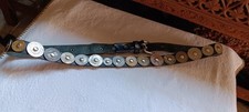 Antique coins from different countries black leather belt 38" length 1" wide