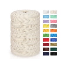 Macrame Cord 3mm x 328yd  100 Natural Cotton Macrame Rope  4 Strand Twiste...