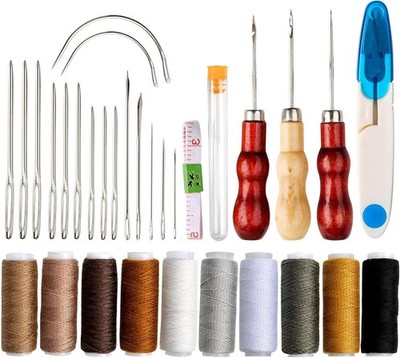 32-teiliges Leder Nähen & Polster Reparatur Set - Wachsfaden + Ahle + Nadeln