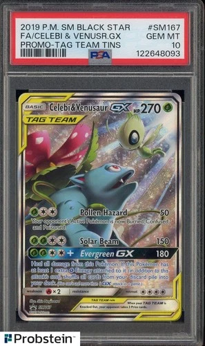 2019 Pokemon SM BSP Tag Team Tins #SM167 FA Celebi & Venusaur GX PSA 10