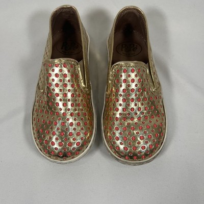 Pepe (Italy) Kids Gold/Pink Metallic Sneakers Shoes Kidcore Metal US 8 EU 24