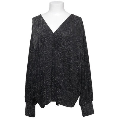 Happy Holly, Wickelbluse, Größe: 52/54, Schwarz/Silber #C5G