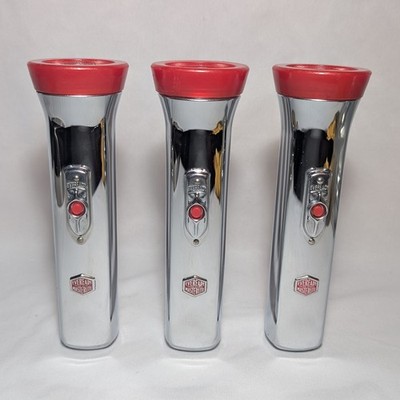 THREE Vintage EVEREADY Masterlite Flashlights, c.1950s, Red Cap w/ Chrome Body