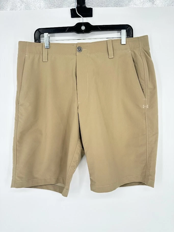 Under Armour Golf Shorts Casual Nylon Men’s Size 36 Flat Front Tan Performance