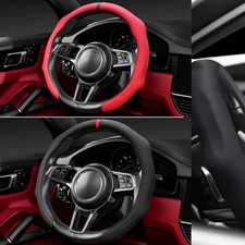 For Kia 14.5-15 Inch Car Steering Wheel Cover Nappa Leather Breathable Non-slip