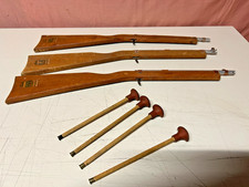 3 FUCILI GIOCATTOLO IN LEGNO SPARA VENTOSE LABEL JOUETS ANNI '50 FUNZIONANTI