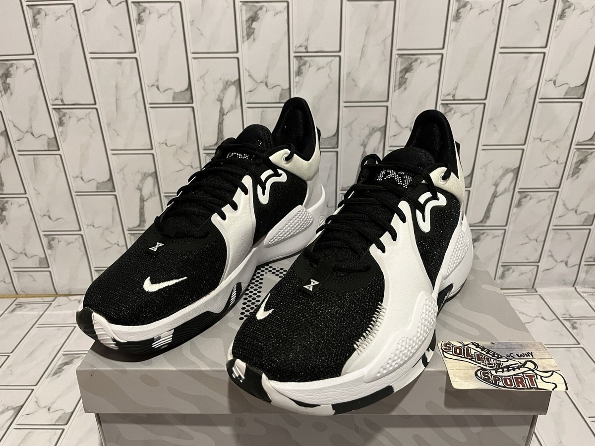 New Nike PG 5 TB Team Basketball Shoes White Black Oreo Mens 