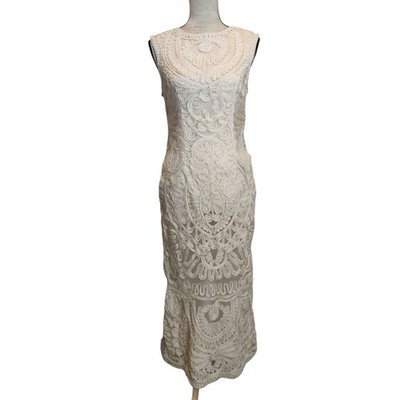 JS Collections Ivory Mermaid Midi Maxi Formal Dress Wedding Event Gala