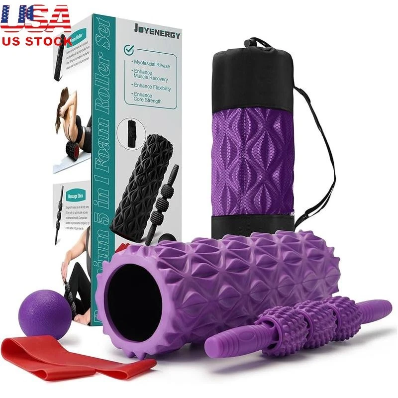 5-in-1 Foam Roller Set Deep Tissue Massage Muscle Pain Relief Mobility Tool New