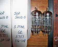 2 Strong GE 5 STAR Short Gray Plate Solid O Getter 5751 Tubes w Support Rods