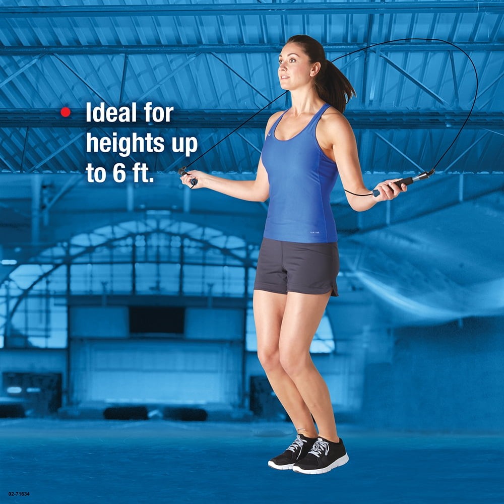 SPRI Performance Steel Cable Jump Rope, Black, 9 feet | Free Shipping