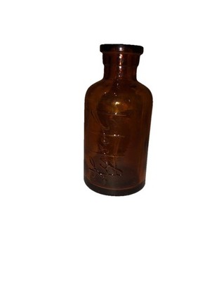 Vintage 1920's Empty Amber Glass Bottle With Embosses Lysol Lettering