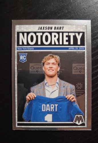 2025 Panini Mosaic Jaxson Dart Notoriety Insert RC #11 Giants
